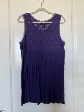 City Streets Purple Lace Sleeveless Tunic Top